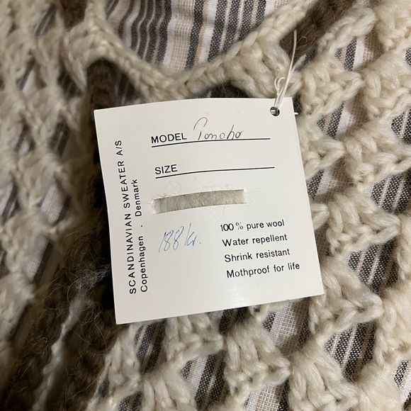 Handmade in Denmark Knit Poncho with Pom Poms - Picture 5 of 12